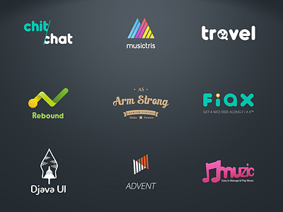 Logo advent armstrong brand chitchat djavaui fiax identity logo musictris product rebound travel