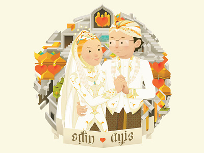 Mahacinta couple illustration invitation love wedding