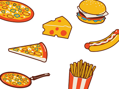 Food Icon burger cheese french fry hotdog pan pizza