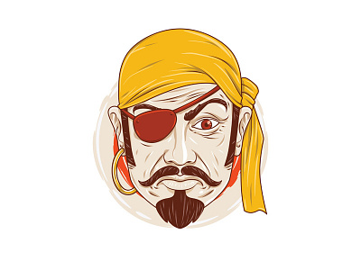 the Sullen Pirate bandanas eye face frown headbands mascot mustache one pirate sea sideburns