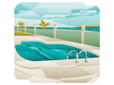 The Beach Pool beach decorative illustration pool summer vector