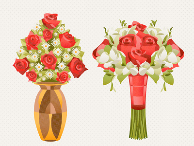 The Specials bouquets flat illustration red rose special