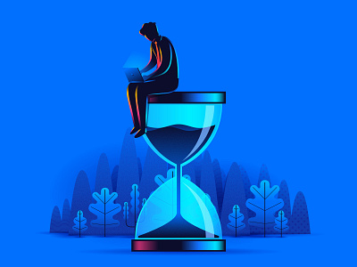 Productivity & Time business man concept design hourglass illustration landing page laptop management productivity professional sandglass schedule sitting time