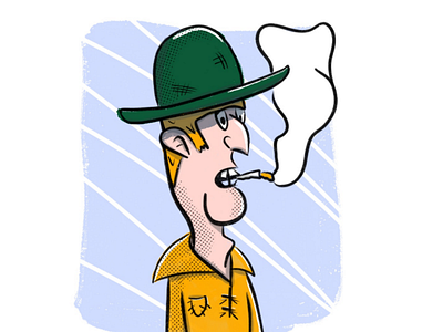 Smoking cowboy cartoon character cowboy drawing illustration