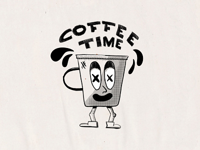 Coffee time chararcter coffee coffee cup drawing illustration procreate
