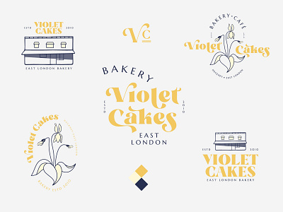 Violet Cakes bakery concept logo bakery cakes design logo logo design logotype modern retro typography violet yellow