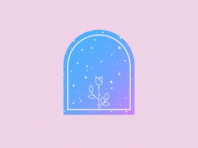 starry window flower flowers gradient logo illustration retro rose simple sky space starry sky stars
