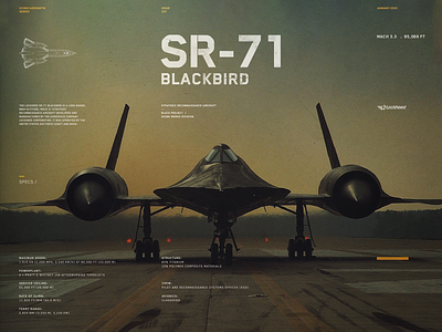 SR-71 Blackbird Specs Sheet | Iconic Aircrafts Series concept design graphic design typography