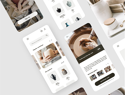 Mobile app for a pottery studio app app design appdesign application ui ux uxui uxui design uxuidesign webdesign