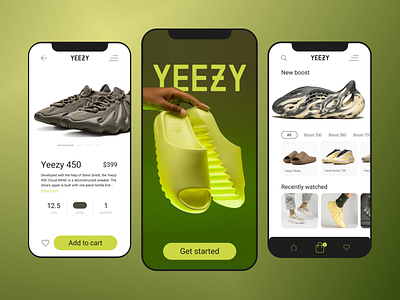 Yeezy shop mobile app app boots buy concept create design interface mobile shop sport ui ux web yeezy