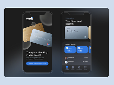 Mobile bank app design app black blue bubble card concept design interface mobile pay ui ux web