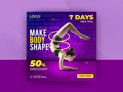 Fitness & Gym Social Media Post Design Template