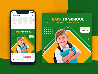 Kids School Admission Social Media Post Design