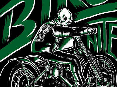 Spade & Flames biker illustration jonathan brim motorcycle quaker steak lube skull the lube