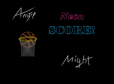 Neon score ball banner basket basketball branding game grafica illustration neon score vector