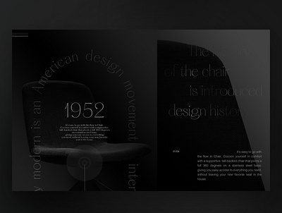 HISTORY OF THE CHAIR | concept 3d art black branding chair clean dark design graphic design interface light mcm midcentury modern typography