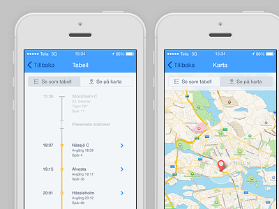 Swedish State Railways — Concept app concept ios map sj time schedule