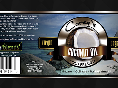 Coconut Oil Label beach coconut label ribbon