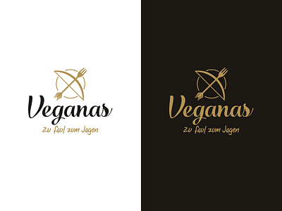 Veganas Logo Variations arrow bow catering fork logo vegan wordmark