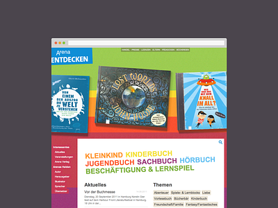 Arena publishing house GmbH website arena verlag book childrens book icons illustration logo microinteraction ux design webdesign website