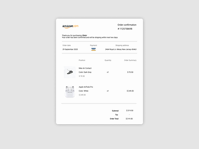 Daily UI 017 - E-mail Receipt 017 daily dailyui design figma order receipt ui