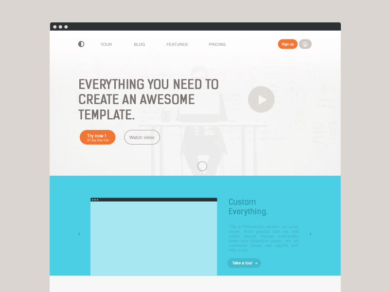 Home Page Project - Gif home features tour website agency me watch video play testimonial ui ux flat