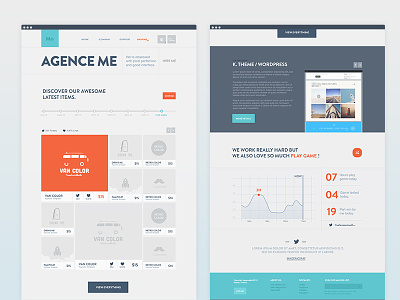 Home - AgenceMe flat graph home kpi numbers page shop thumbnail website