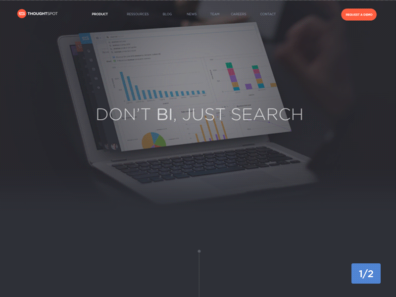 ThoughtSpot Product Page 1/2 animation data gif graph hero home product thoughtspot ui ux
