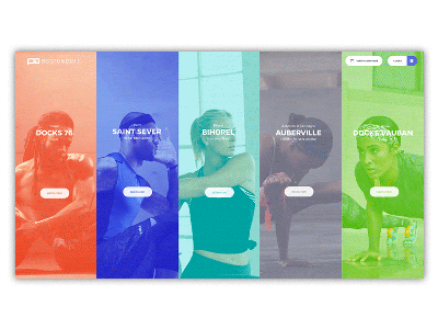 Clubs agence color cover fitness sport transition ui ux