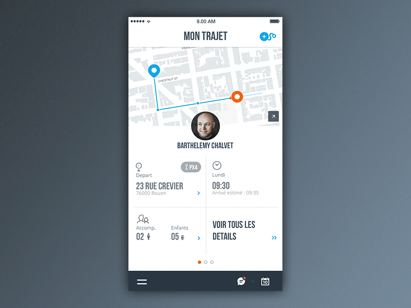 New app - Menu Interaction animation app interaction map menu motion parcours ui ux