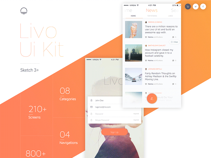 Livo UI Kit for Photoshop