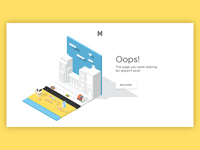 Oops 404 404 agency icons illustration isometrics market me oops product ui ux yellow