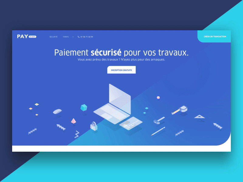 Pay By Drapo agency blue clean gradient illustration me new pay ui ux webdesign