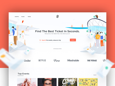 Ticketing Project cover home illustration color me search team thumbnail ticket ui ux