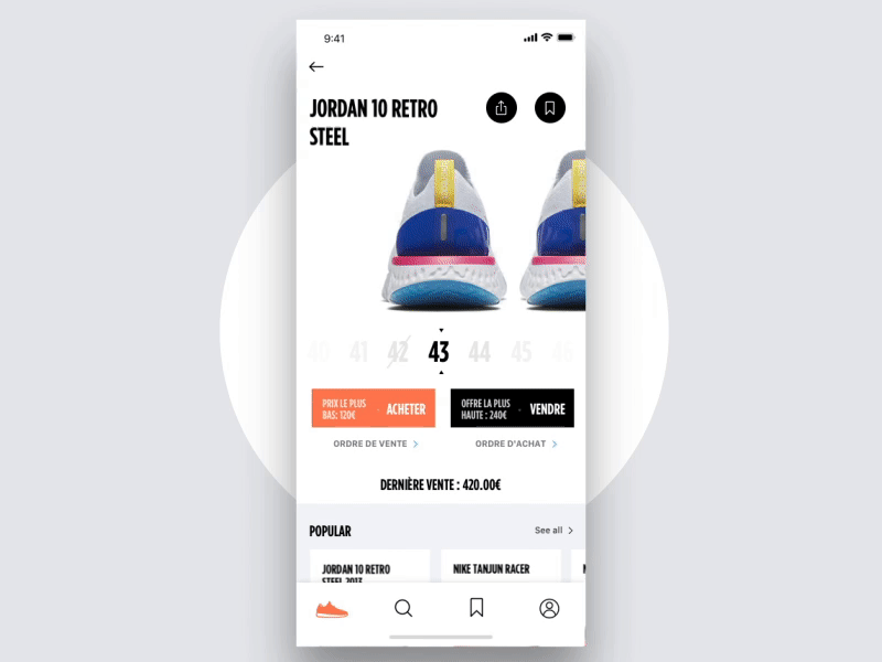 Gotz M App animations app basket buy ios shoes shop sneakers ui ux