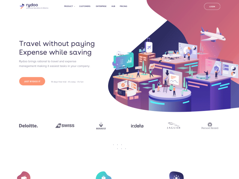 Xpenditure is now Rydoo agency colors home illustrations landing me shapes ui ux waves