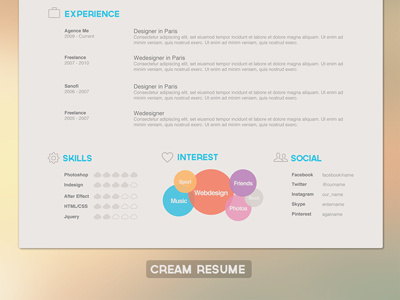 Clean Resume agency clean cream cv experience interest me profile resume skills social student