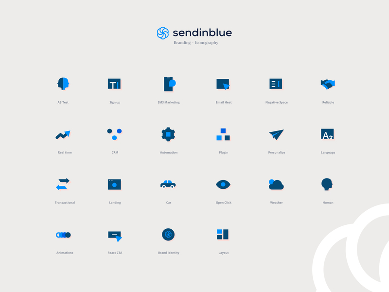 Icons Set - Sendinblue agency branding colors design iconography icons iconset illustration ui website