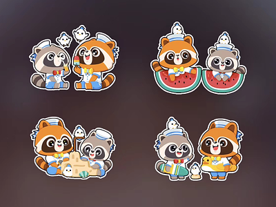 Raccoon English IP mascot sticker weekly illustration ip periphery ui
