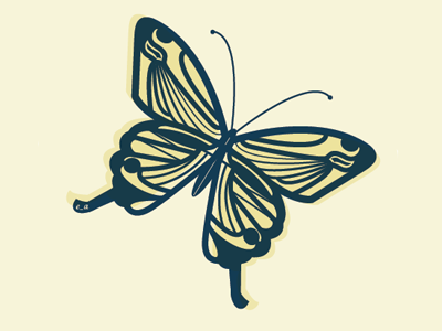 Butterfly graphic line retro vector vector illustration