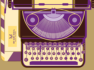 Typewriter correspondence digital illustration duo tune graphic line art vector writing