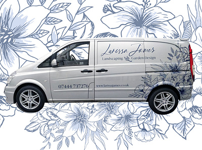 Van Wrap for Larisa James brand branding car design floral illustration landscaping livery signage van vehicle vehicle design vehicle livery vehicle wrap