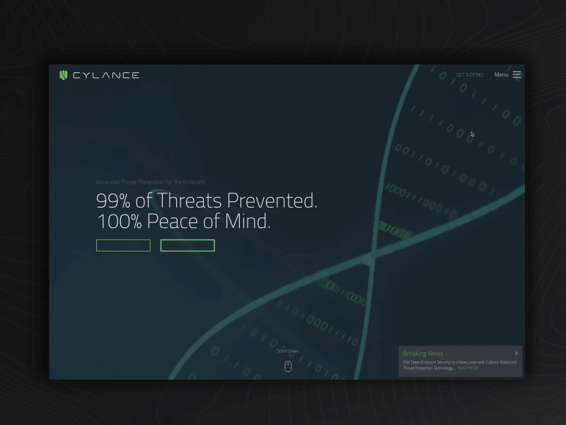 New Cylance Website dna hack navigation security ui design ux design web design