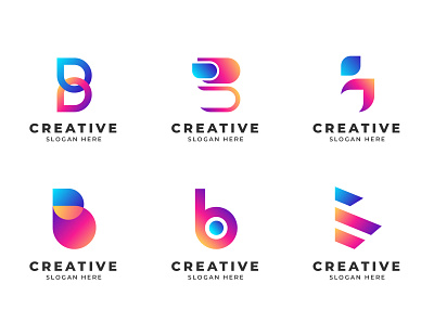 Abstract Gradient B Letter Modern Logo Collection abstract logo brand branding gradient logo vector