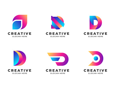 Abstract Gradient D Letter Modern Logo Collection branding d letter d letter logo d logo d mark d monogram logo vector