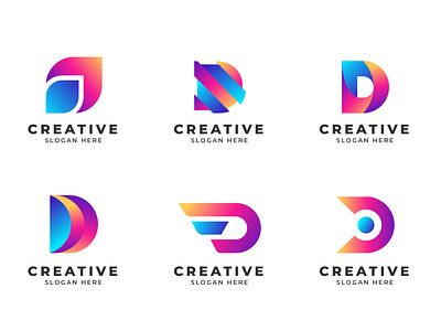 Abstract Gradient D Letter Modern Logo Collection