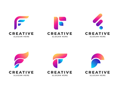 Abstract Gradient F Letter Logo Collection branding f logo f logo design flat logo