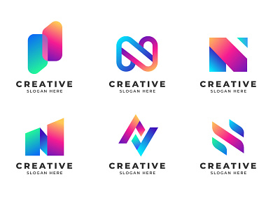 Abstract Gradient N Letter Modern Logo Collection branding logo n letter n letter logo n logo n logo design new