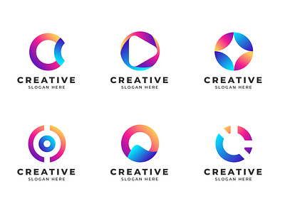 Abstract Gradient O Letter Modern Logo Collection