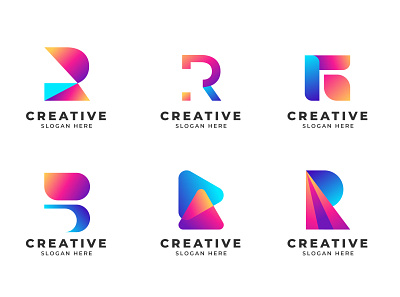 Abstract Gradient R Letter Modern Logo Collection branding logo r letter r letter logo r logo r logo design r mark r monogram